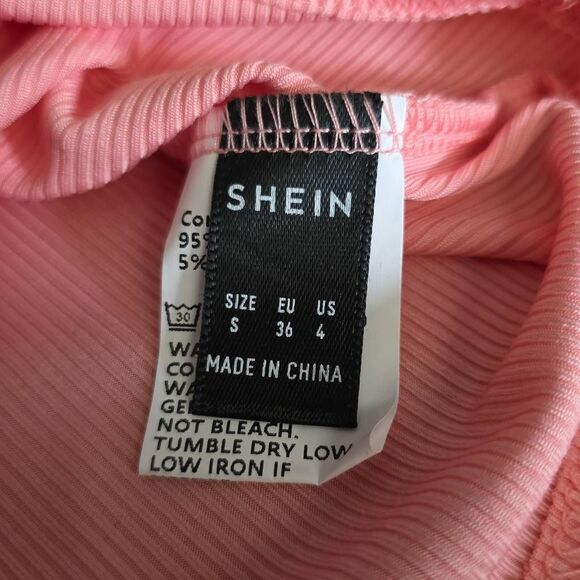 Shein Women's Size Small Pink Two Tone Ribbed Cropped Tank Top - Picture 2 of 4